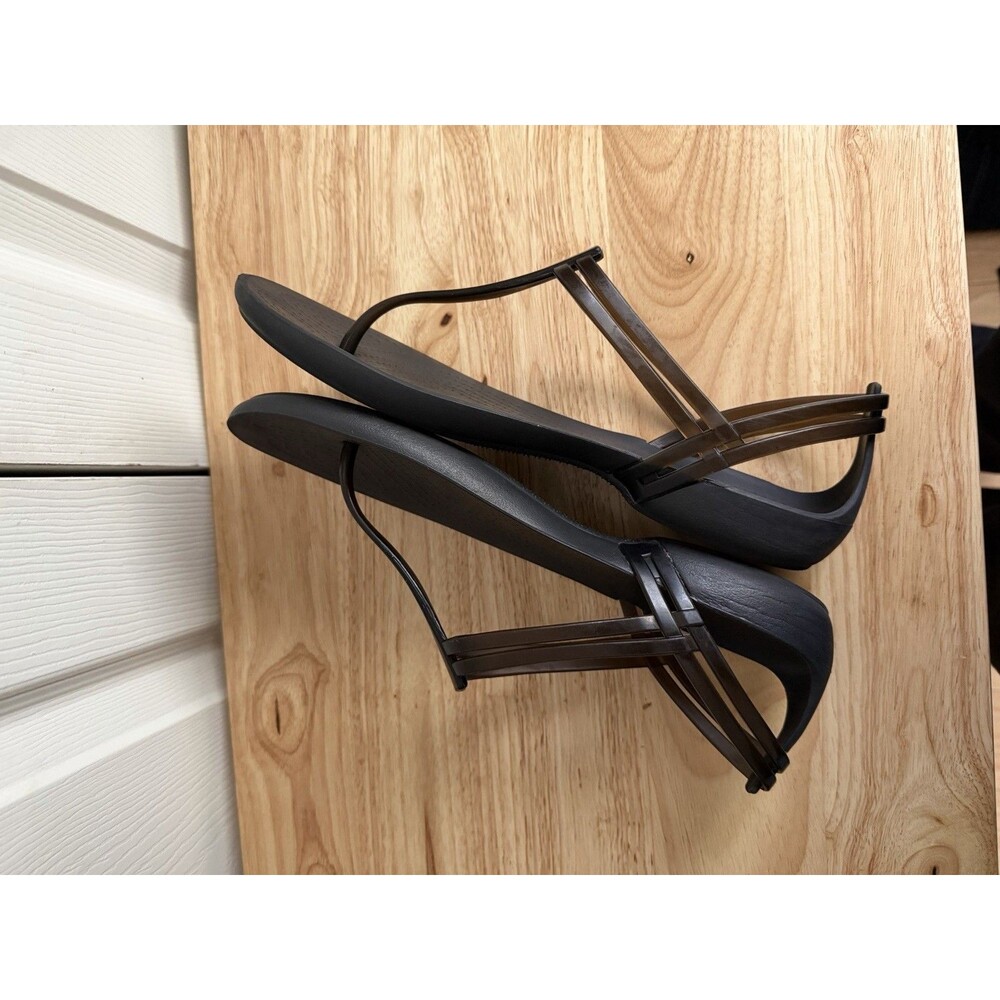 Crocs Isabella T-Strap Black Sandals Womens Sz 8 Jelly Comfort Lightweight - Picture 5 of 10